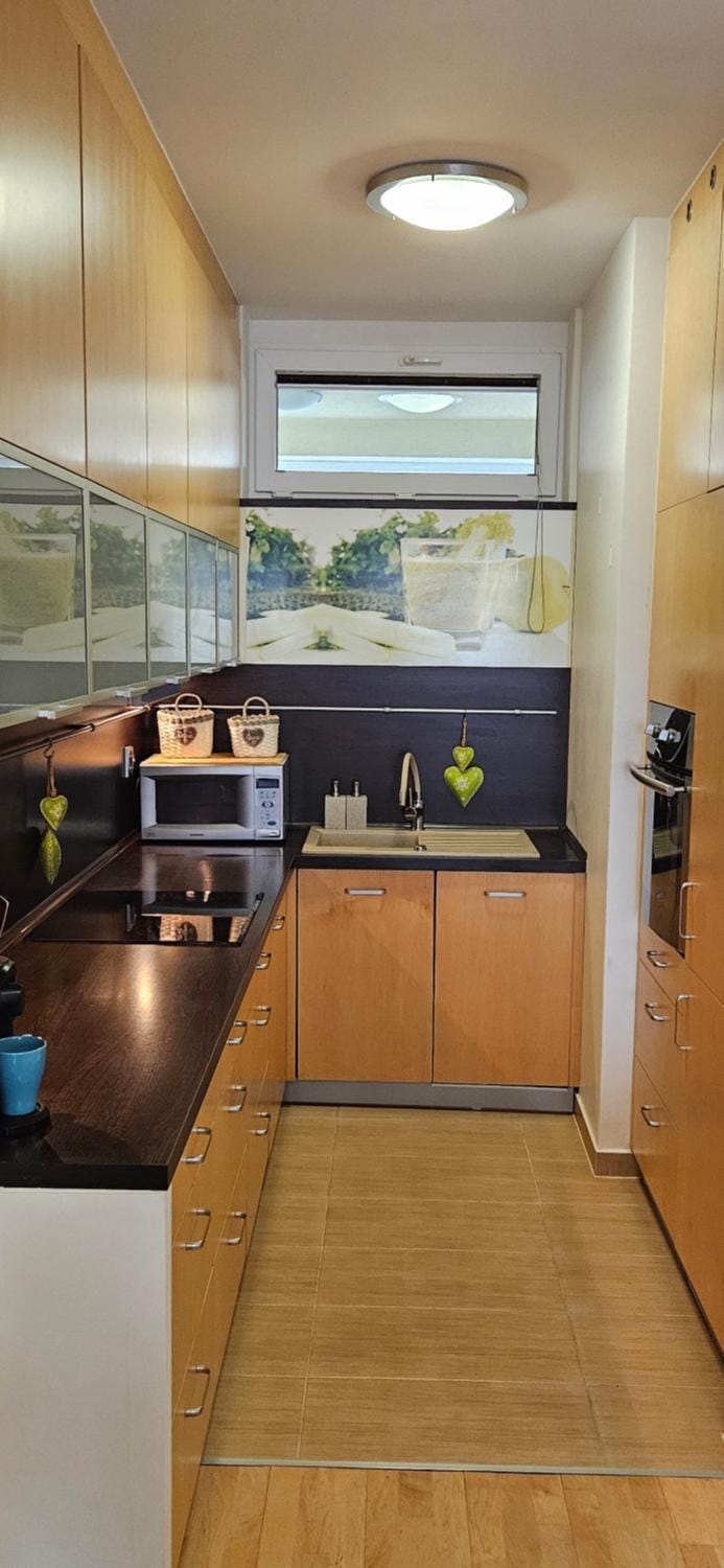 Kitchen or kitchenette, dishwasher, oven, stove