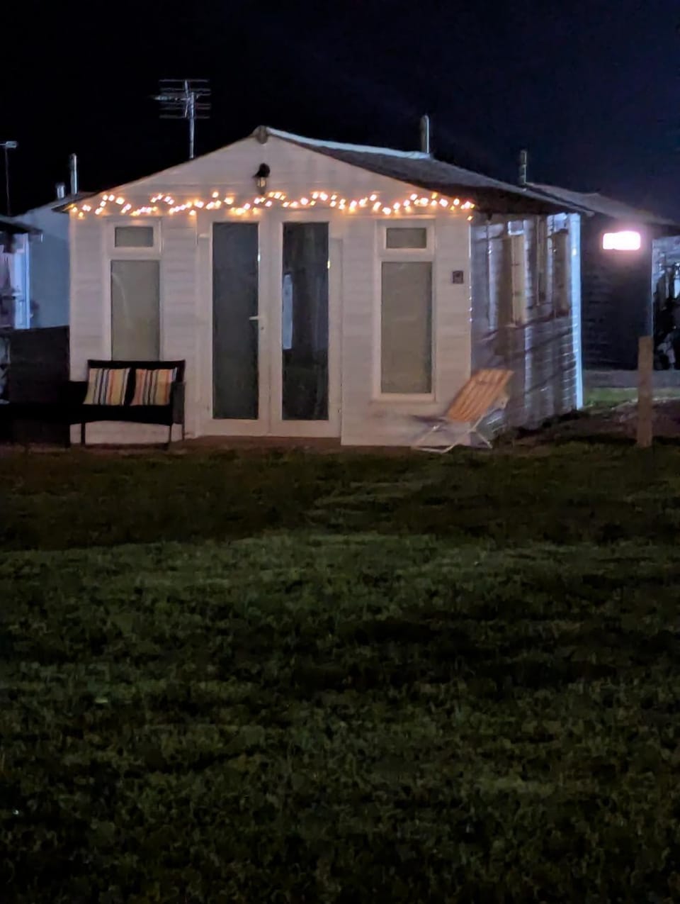 Property building, Night, Garden, Garden view