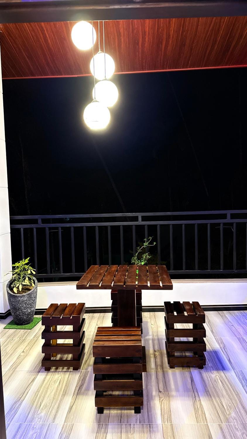 Night, Balcony/Terrace, Living room, Seating area