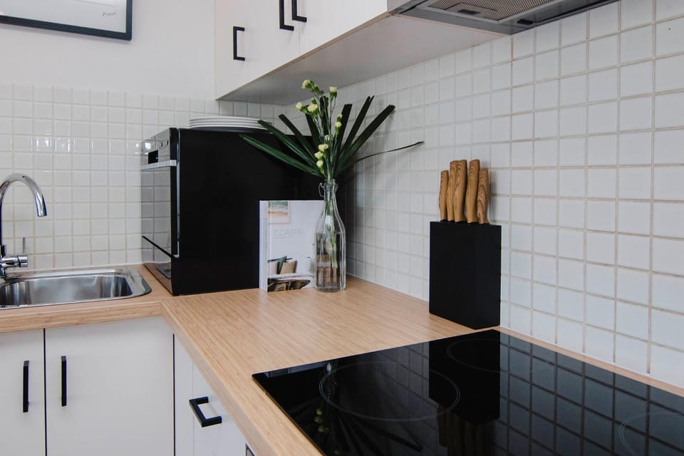 Kitchen or kitchenette, stove