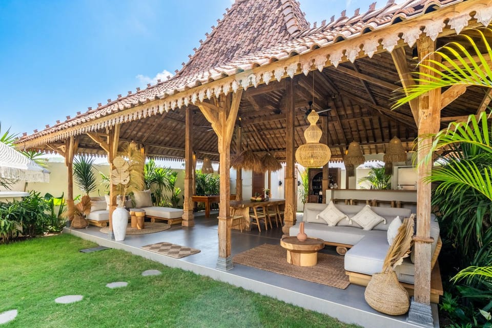Living room, Seating area, Garden view, Pool view