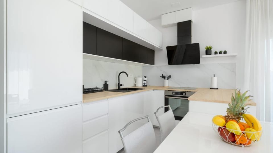 Kitchen or kitchenette, stove