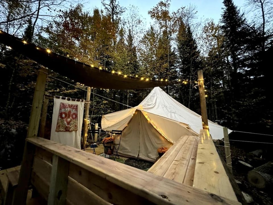 Canvas Bell Tent in the Woods in Hardwick, VT Luxury tent in Hardwick