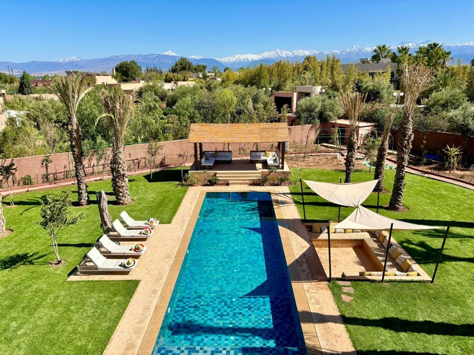 Patio, Spring, Day, Natural landscape, Garden, Garden view, Mountain view, Pool view, Swimming pool, sunbed