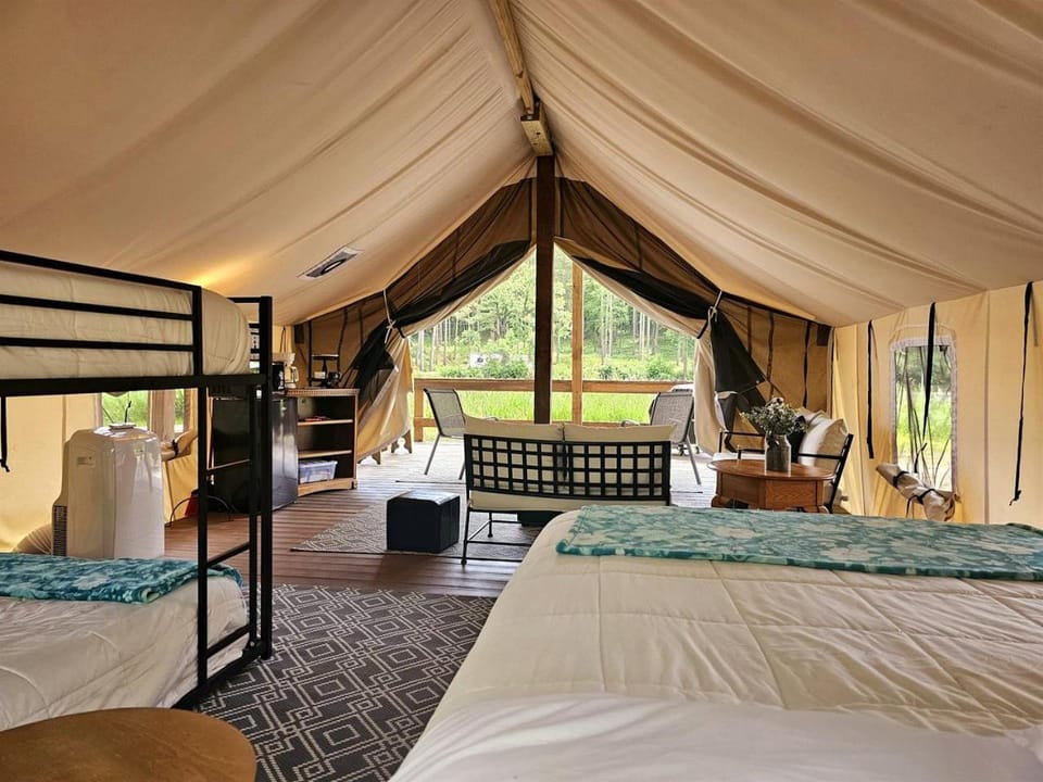 Incredible Tented Cabin Ideal for Glamping with Fireplace and Barbecue in Saint Croix Falls, Wisconsin Cabin in Wisconsin