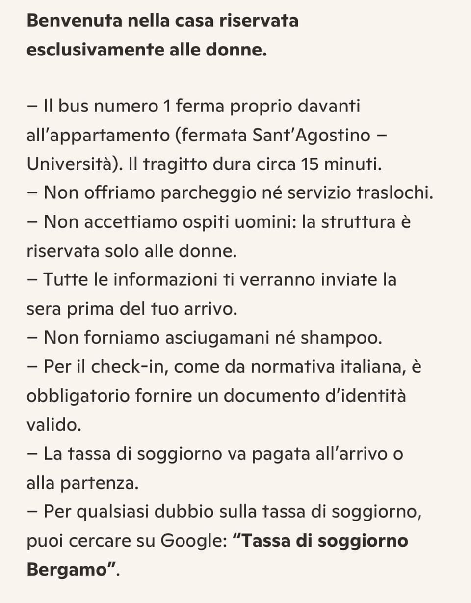 Just women solo donne non accetiamo gli uomi Apartment in Bergamo