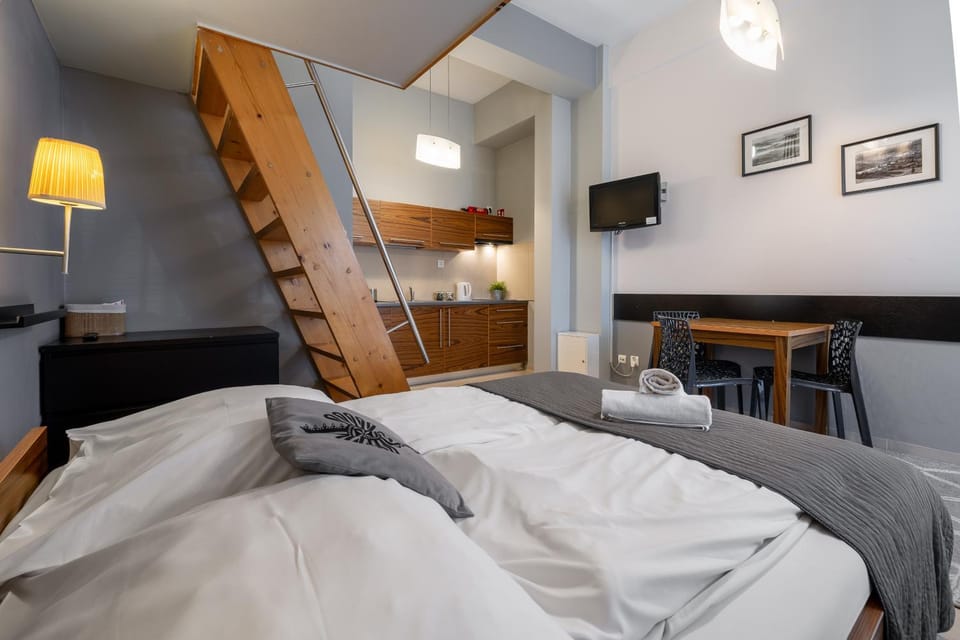 Bed, TV and multimedia, Kitchen or kitchenette, Photo of the whole room, Bedroom