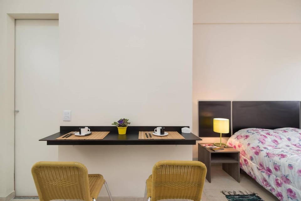 Bed, Seating area, Dining area, Bedroom