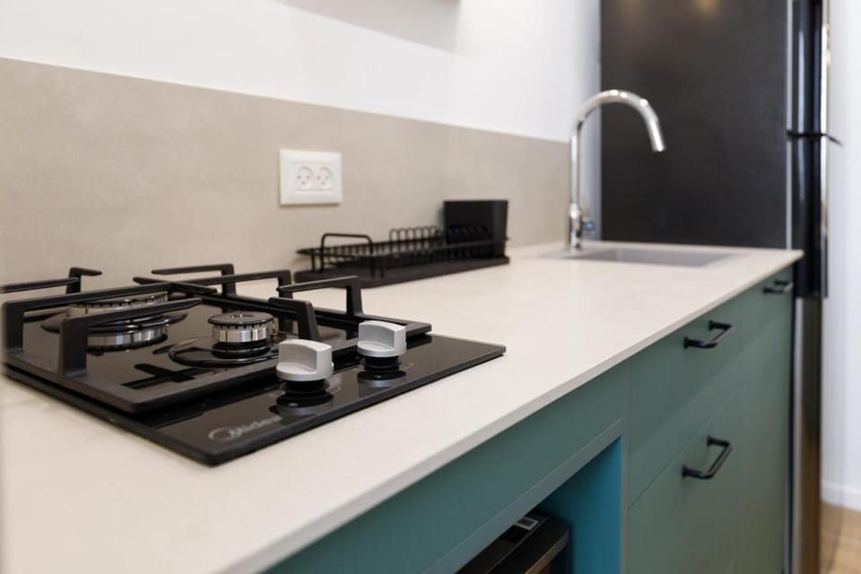 Kitchen or kitchenette, stove