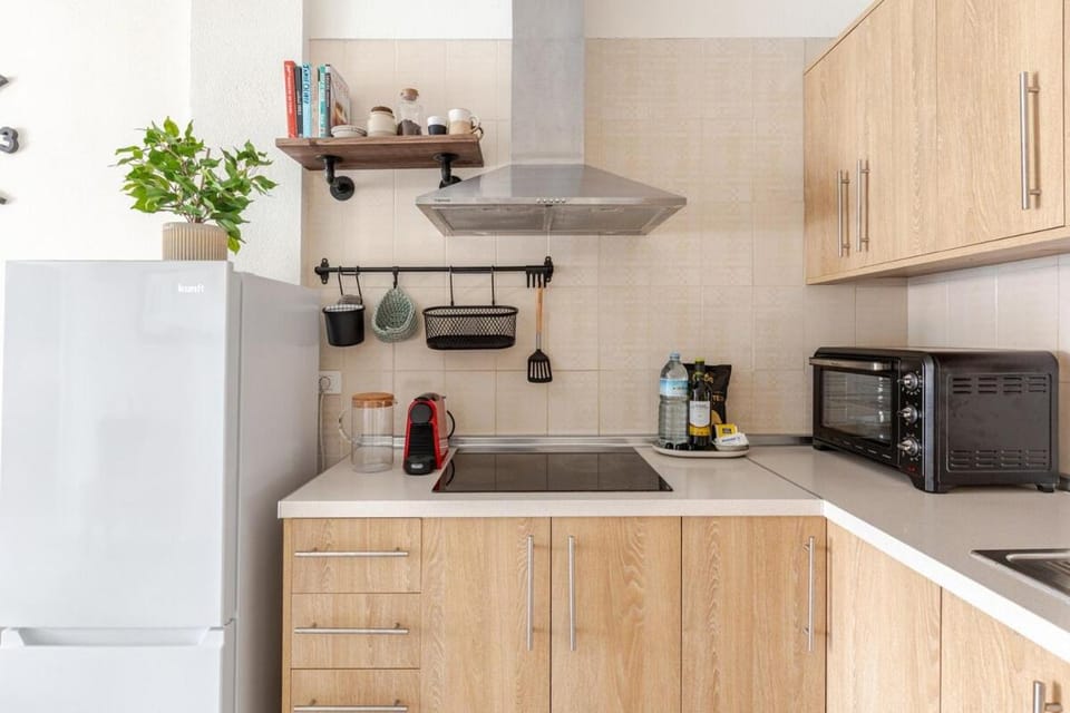 Kitchen or kitchenette, stove