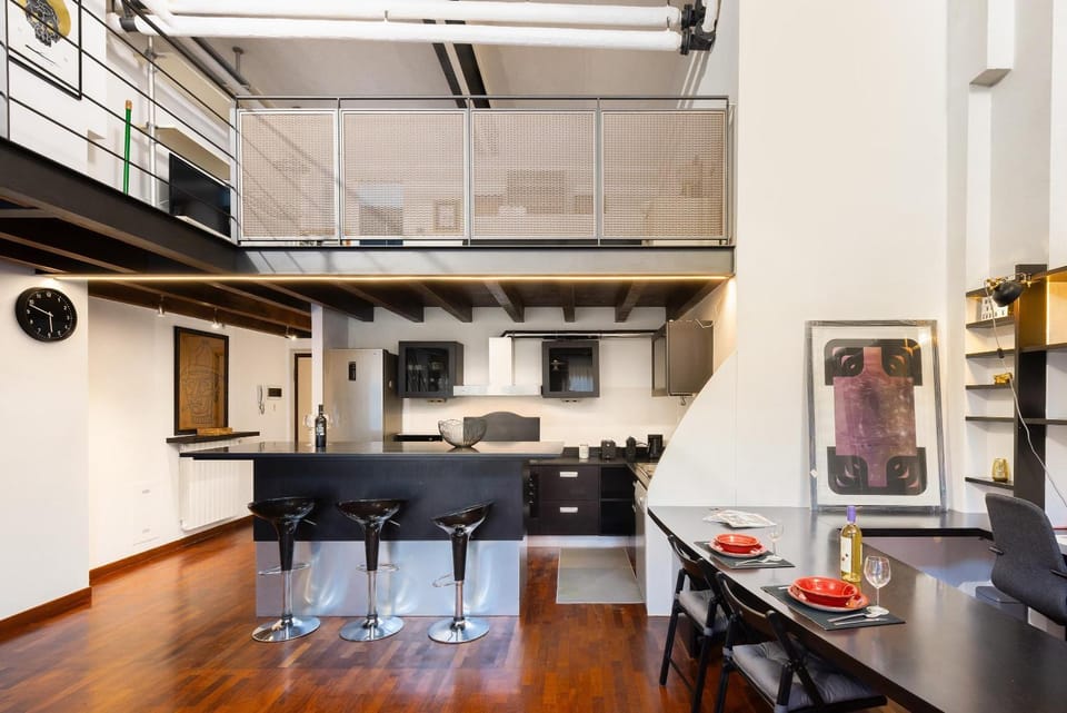 Kitchen or kitchenette, Living room, Dining area, oven, stove