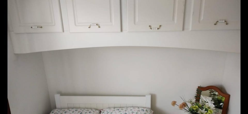 Bed, wardrobe