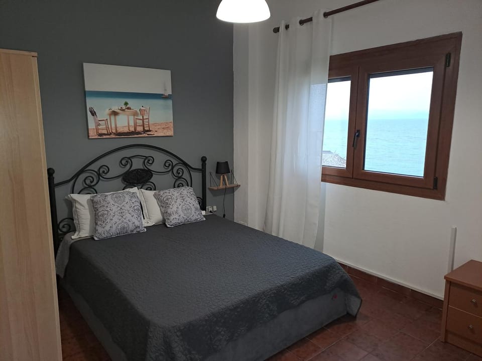Bed, wardrobe