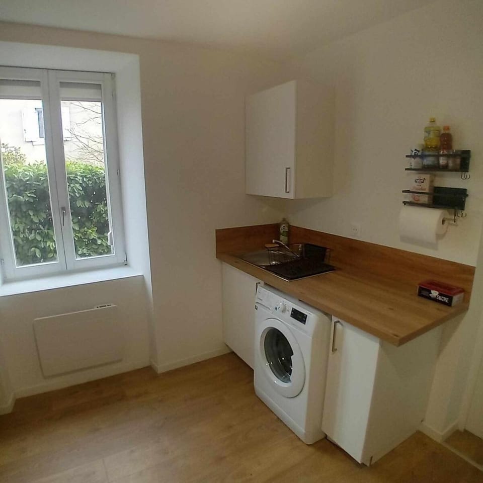 Kitchen or kitchenette, washing machine