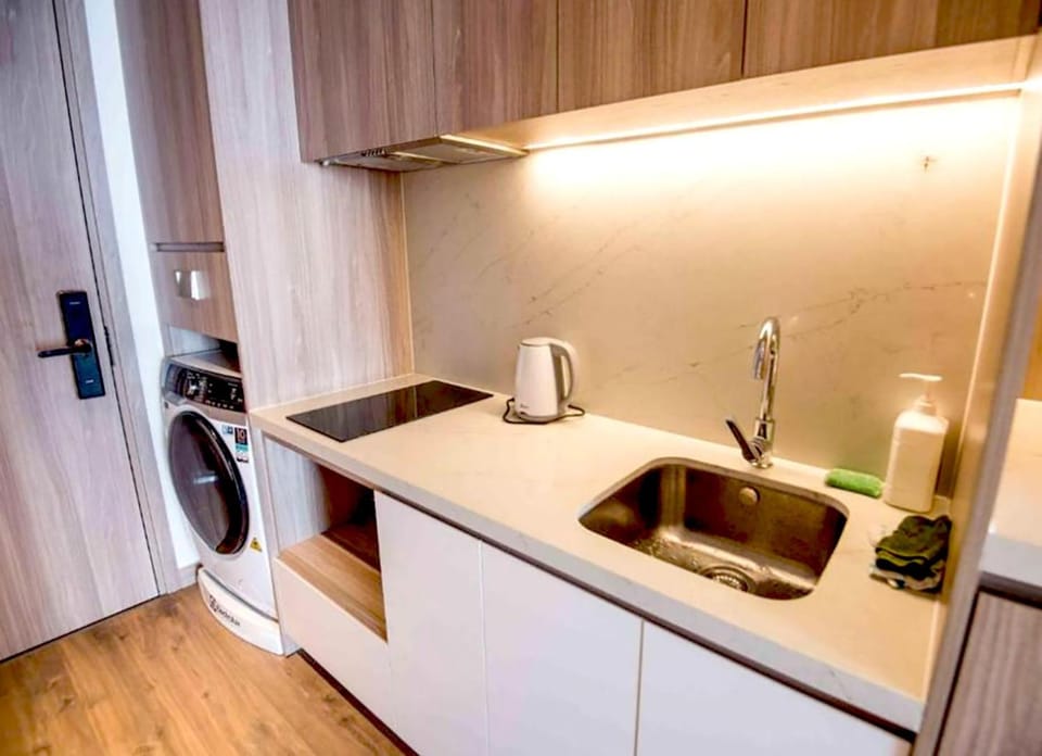Kitchen or kitchenette, stove