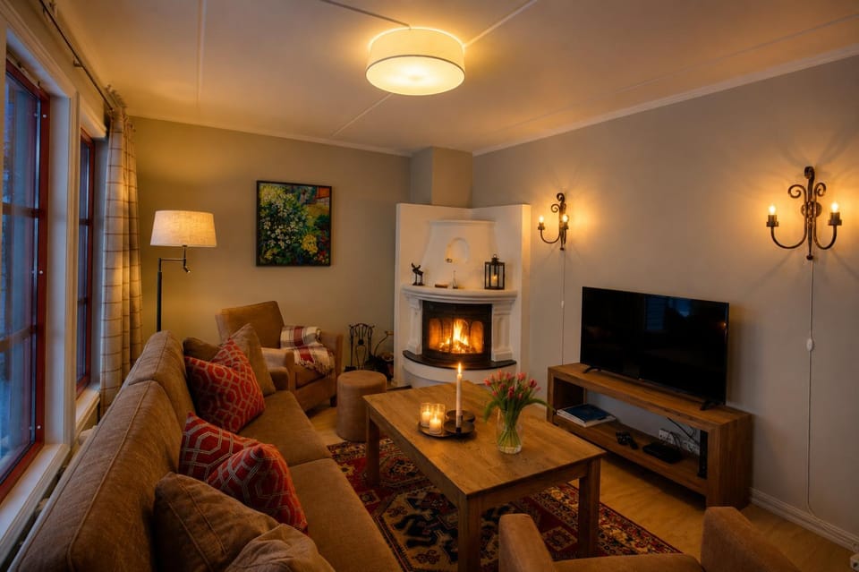 Living room, fireplace