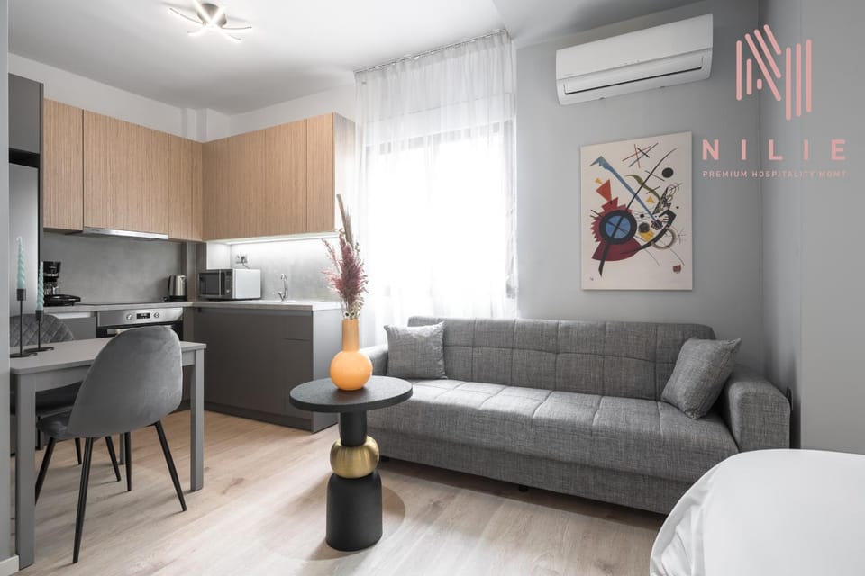 Kitchen or kitchenette, Seating area, Dining area, air conditioner