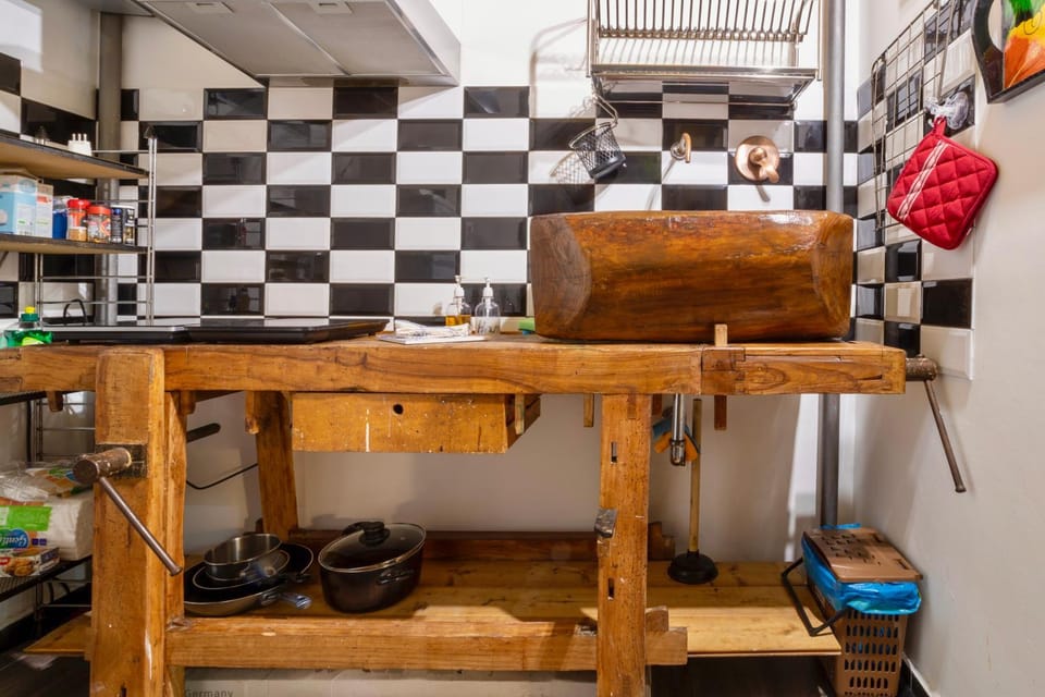 Kitchen or kitchenette, stove