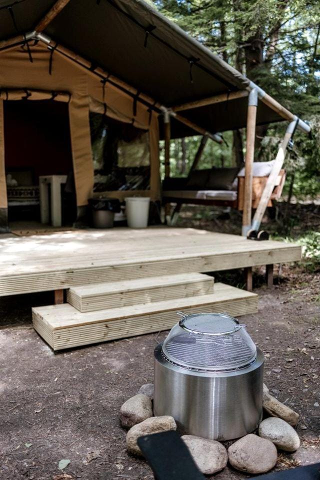 Magnificent Safari Tent with Sauna and Fire Pit in North Woodstock, New Hampshire Luxury tent in Woodstock