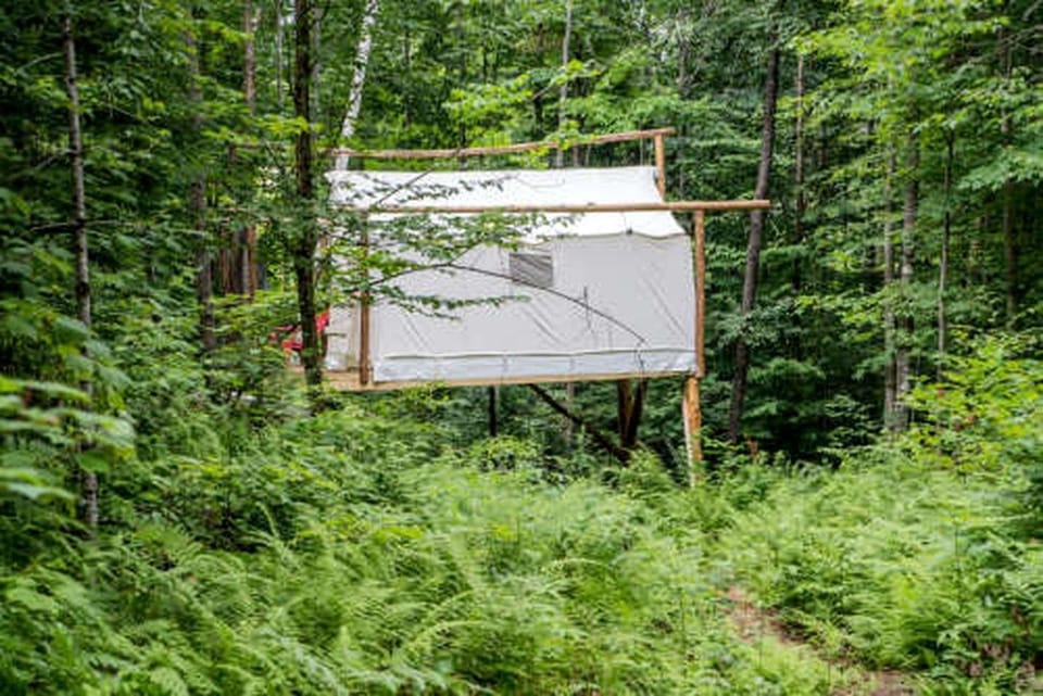 Treehouse-Style Tent Rental in the White Mountain National Forest of New Hampshire Luxury tent in New Hampshire