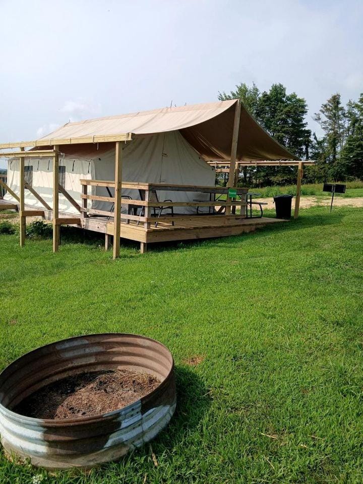 Impressive Tented Cabin with Peaceful Vistas and Fire Pit in Logan, Ohio Cabin in Logan