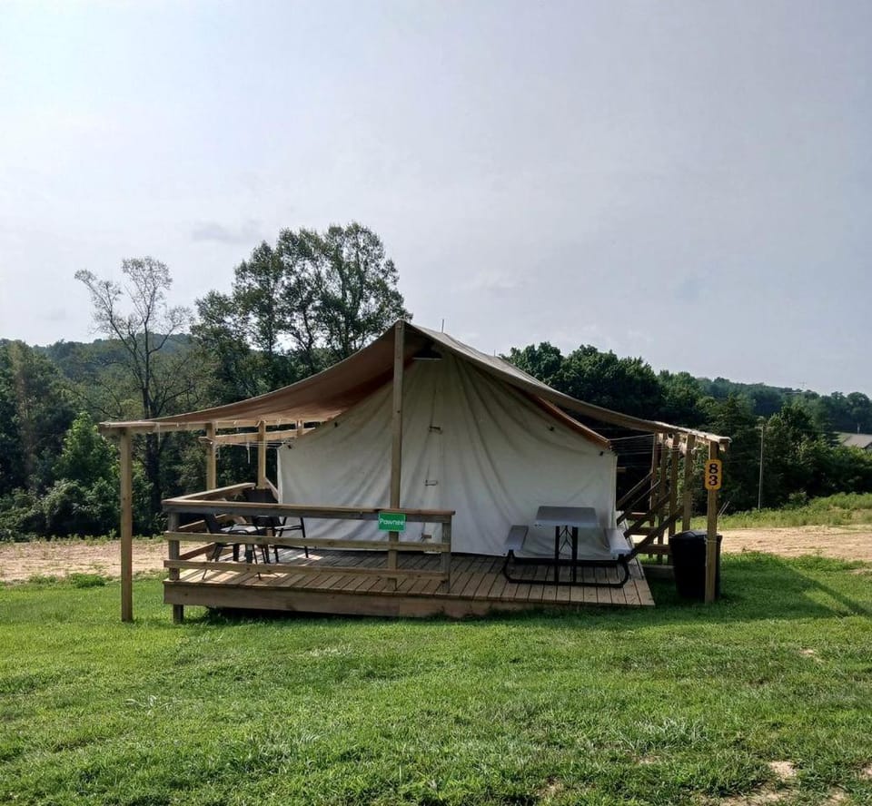 Impressive Tented Cabin with Peaceful Vistas and Fire Pit in Logan, Ohio Cabin in Logan