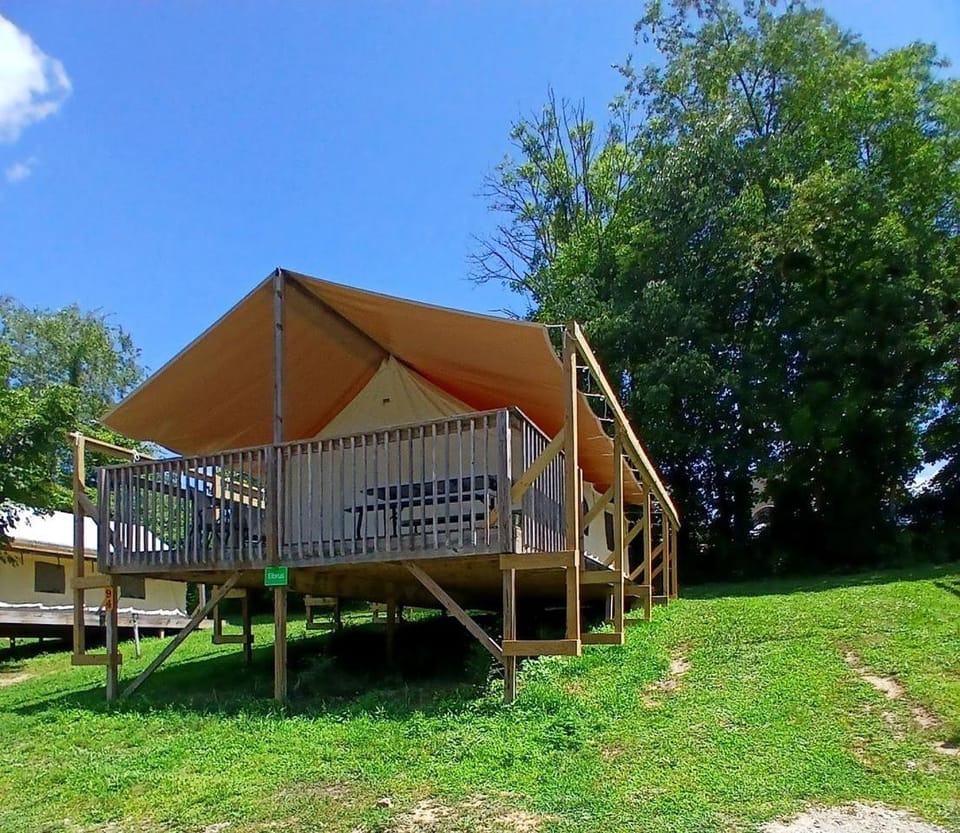 Charming Tented Cabin Placed in a Selcuded Area in Logan, Ohio Cabin in Logan