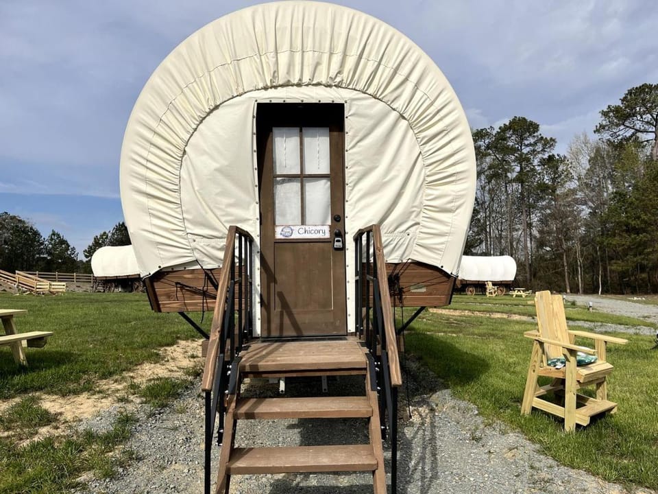 Cape Fear River Glamping at this Lovely Covered Wagon in Lillington, North Carolina House in North Carolina