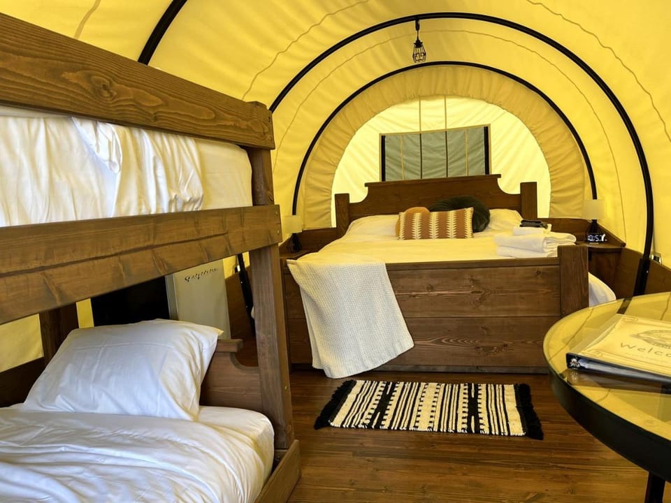 Go Glamping in North Carolina at this Wonderful Riverside Covered Wagon in Lillington House in North Carolina
