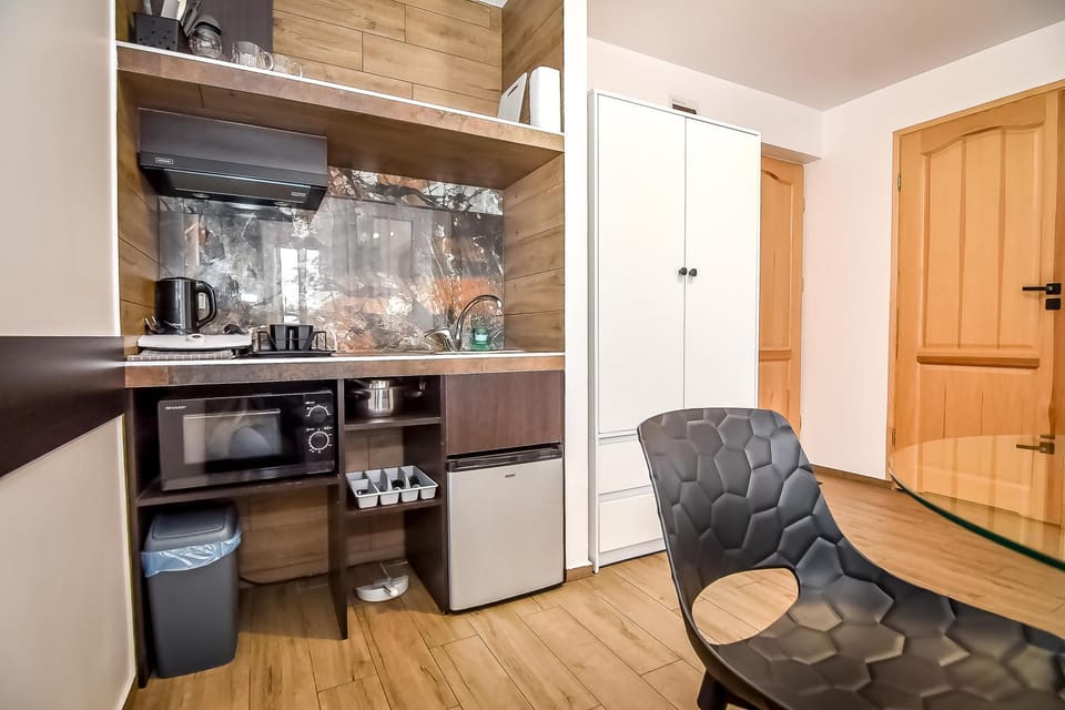 Kitchen or kitchenette, Living room, Seating area, oven, stove