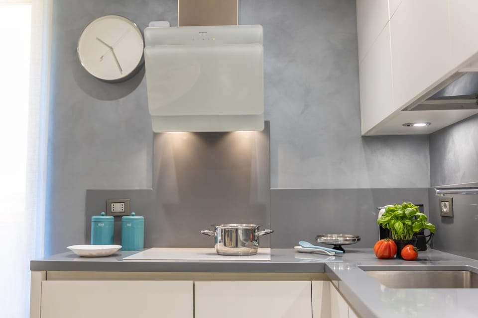Kitchen or kitchenette, stove