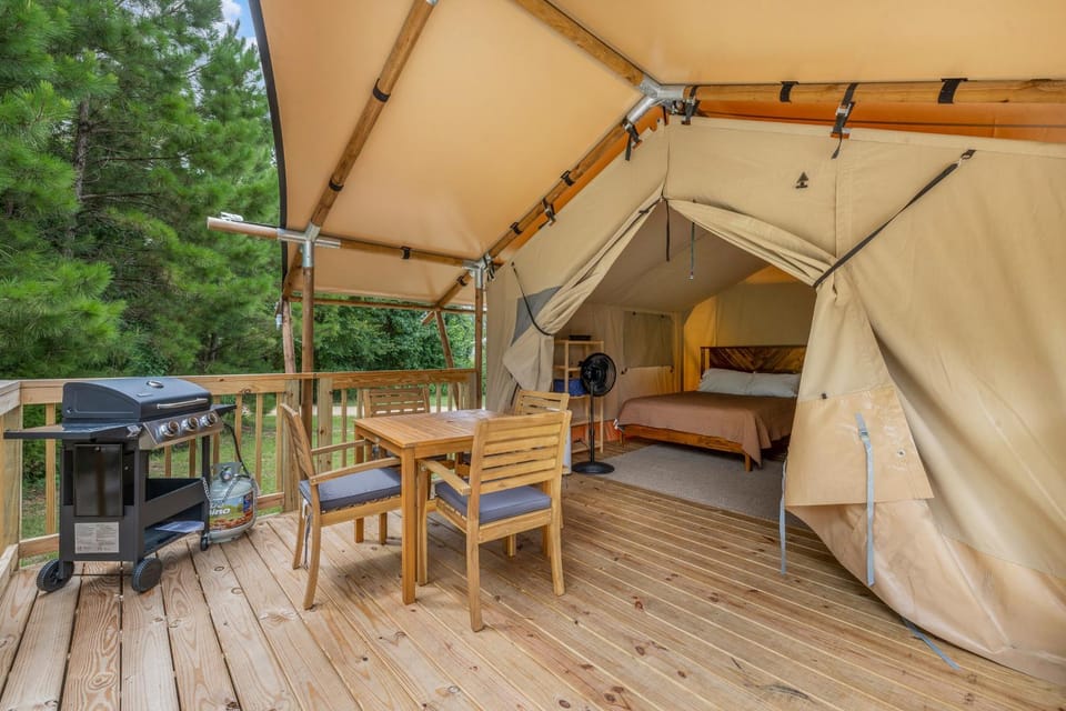 Settle Into a Cozy Lakeside Glamping Escape Luxury tent in Lake Livingston