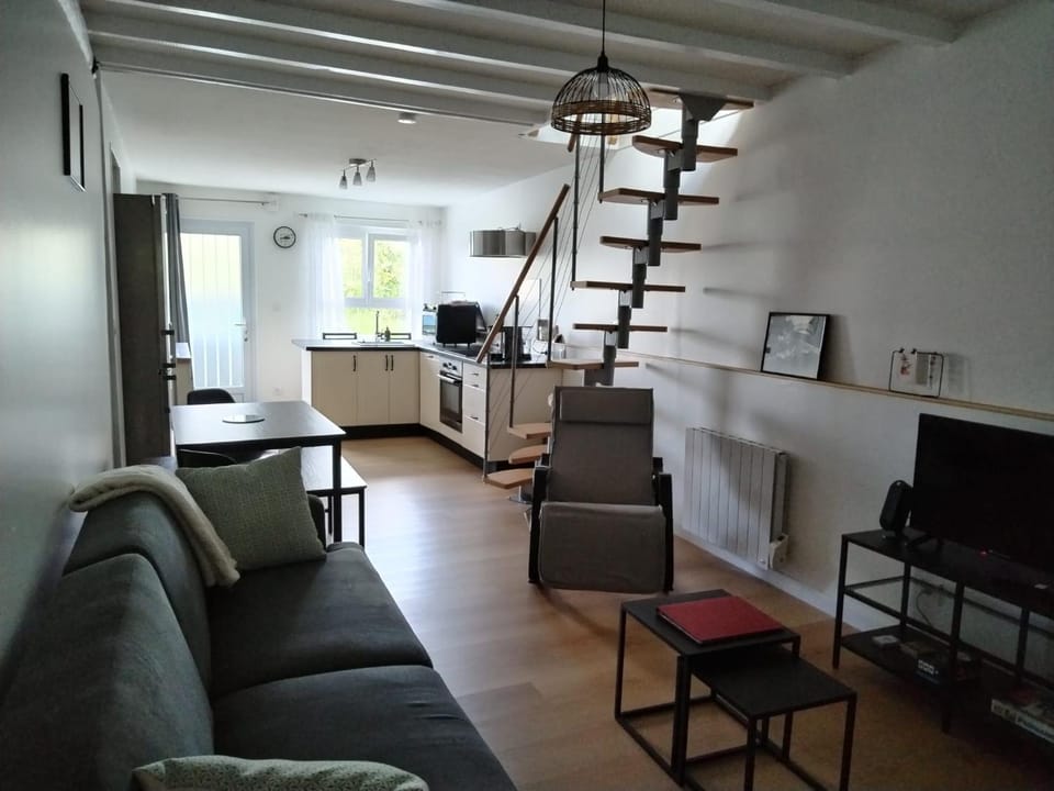 Living room, kitchen