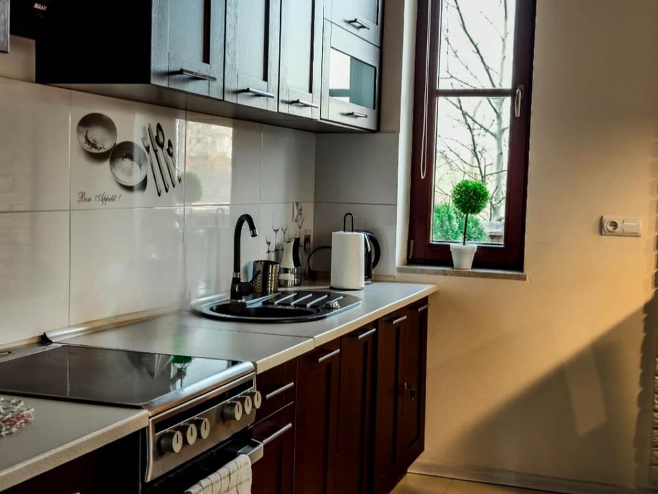 Coffee/tea facilities, Kitchen or kitchenette, stove