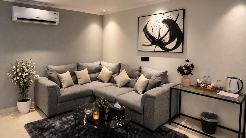 Living room, Seating area, air conditioner