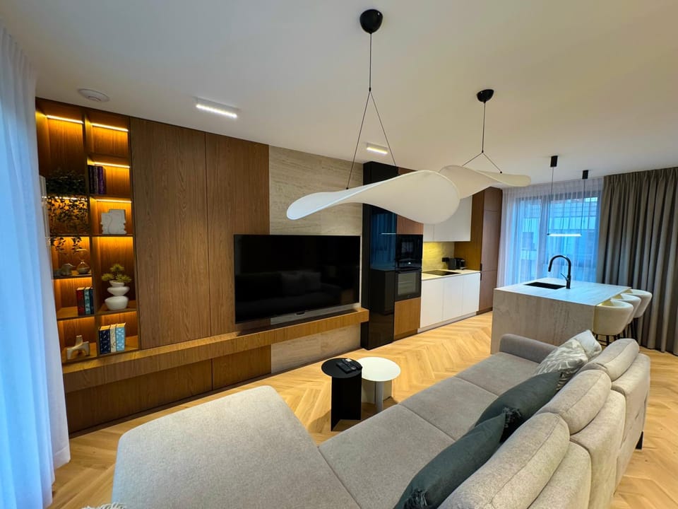 TV and multimedia, Kitchen or kitchenette, Living room, Seating area, Evening entertainment