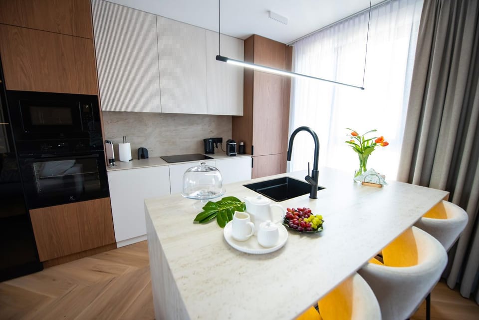 Kitchen or kitchenette, microwave, oven, stove, kitchen