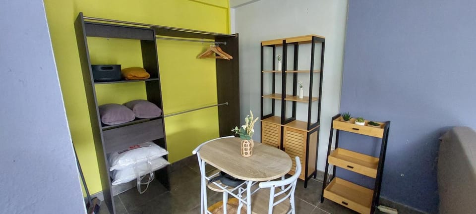 Seating area, wardrobe