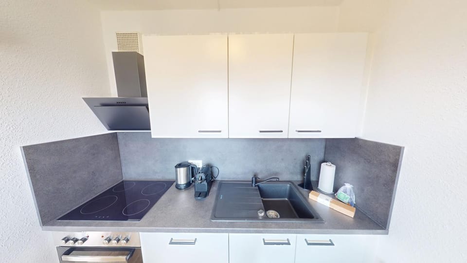 Kitchen or kitchenette, stove