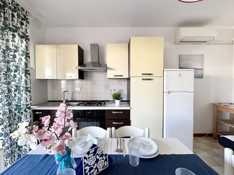 Kitchen or kitchenette, Dining area, oven, stove, air conditioner