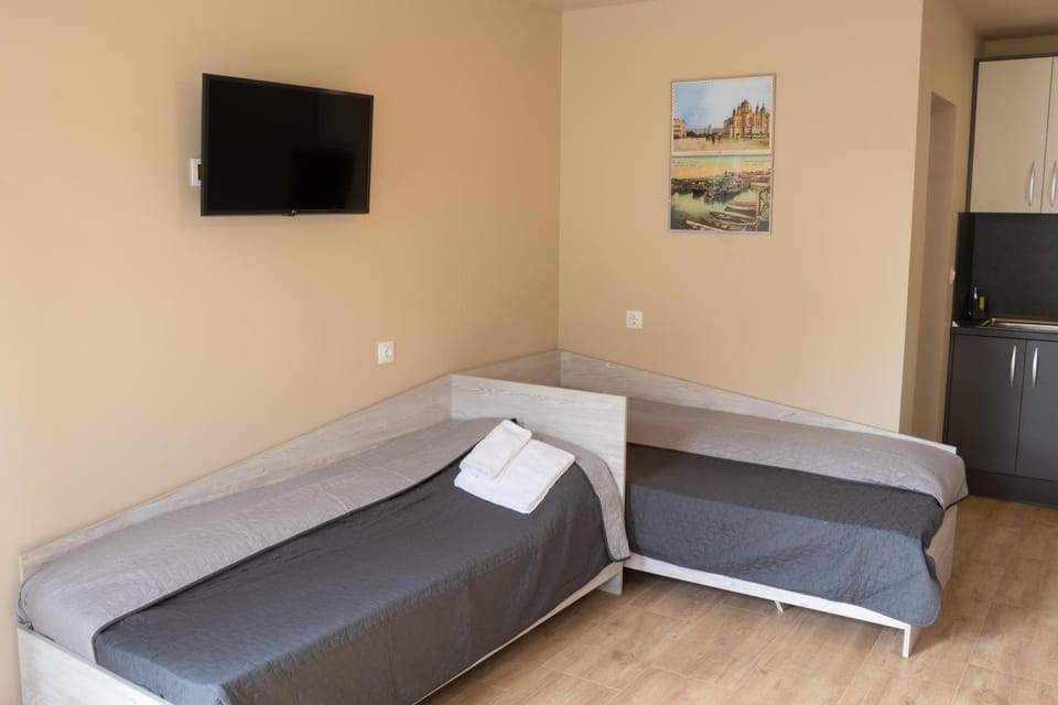 Bed, TV and multimedia, Living room, Photo of the whole room, Seating area, Bedroom