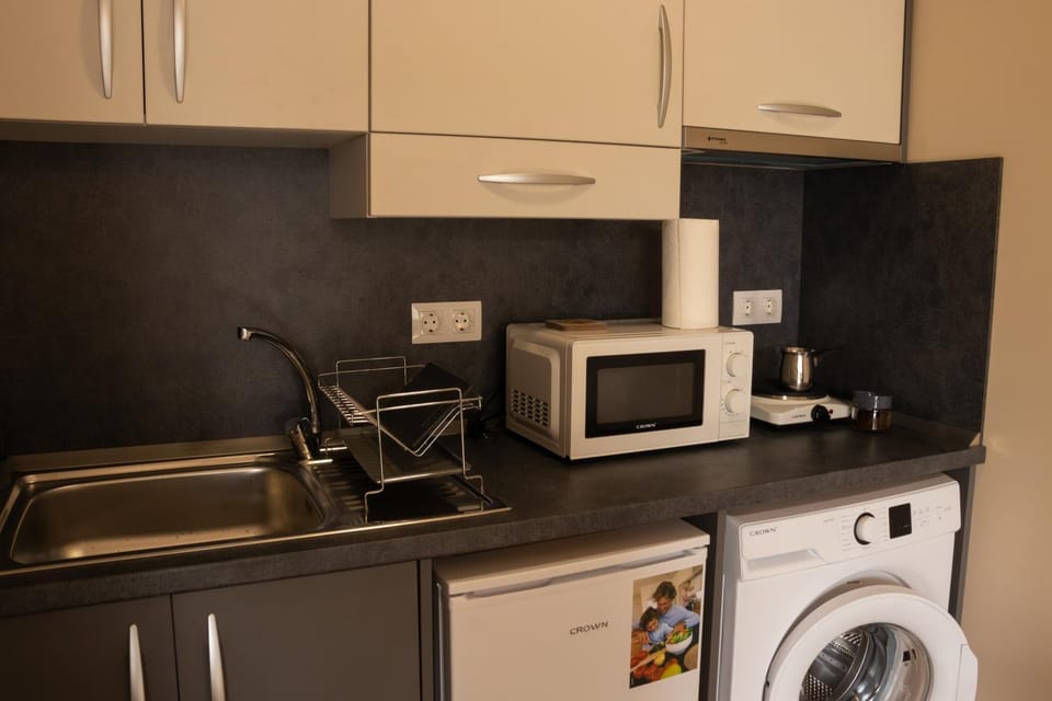 Coffee/tea facilities, Kitchen or kitchenette, oven, stove, toaster, washing machine