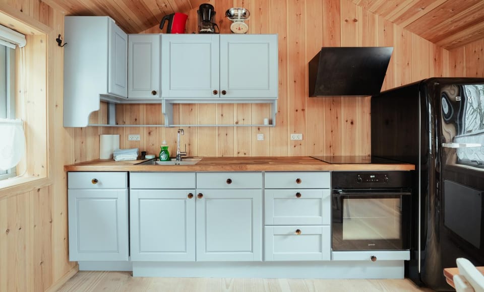 Kitchen or kitchenette, oven