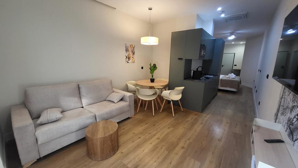 TV and multimedia, Kitchen or kitchenette, Living room, Photo of the whole room, Dining area