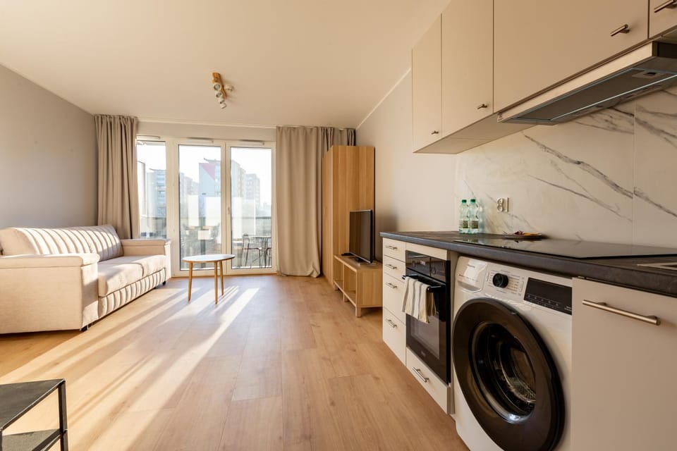Kitchen or kitchenette, Living room, Seating area