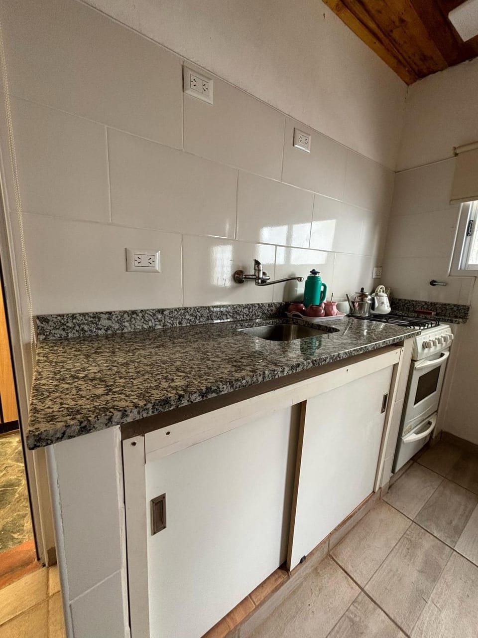 Kitchen or kitchenette, stove