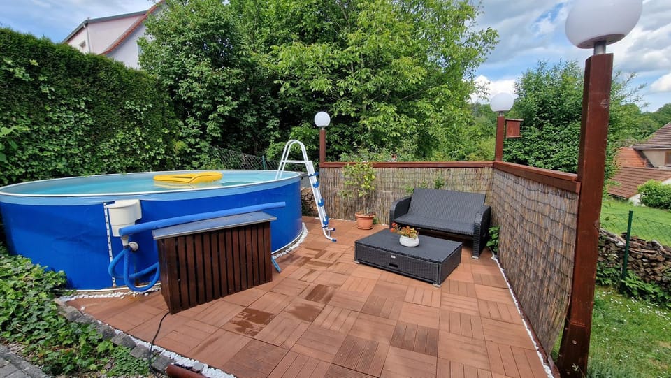 Natural landscape, Garden, Swimming pool
