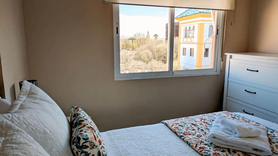 Bed, City view