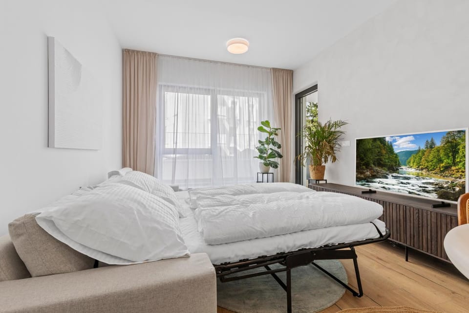Communal lounge/ TV room, Bed, TV and multimedia, Living room, Photo of the whole room, Seating area, Bedroom
