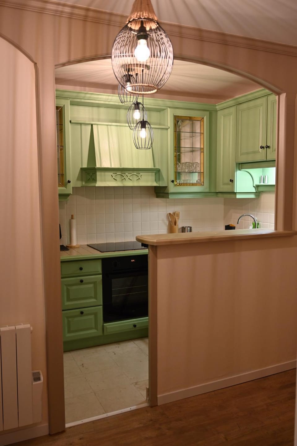 Kitchen or kitchenette, stove